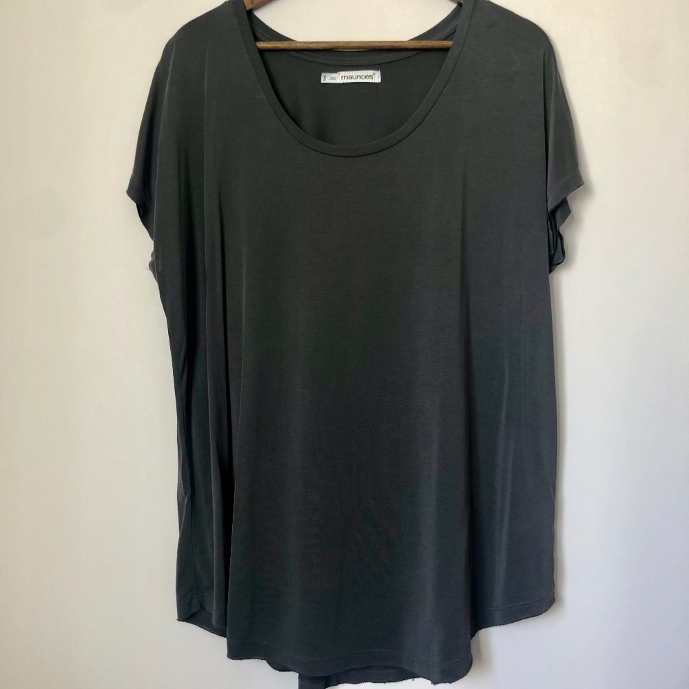 Maurices Dark Gray Basic Short Sleeve Tee 3x